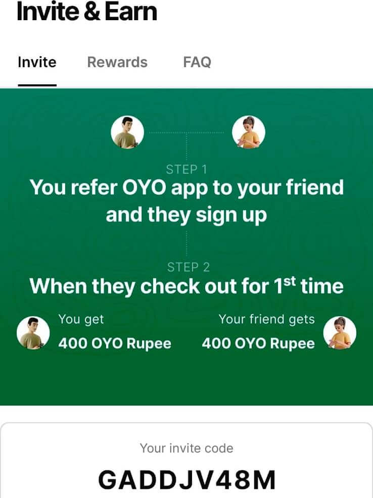 OYO Room Referral Code (GADDJV48M) Free 1000rs 2024 4 oyo referral code